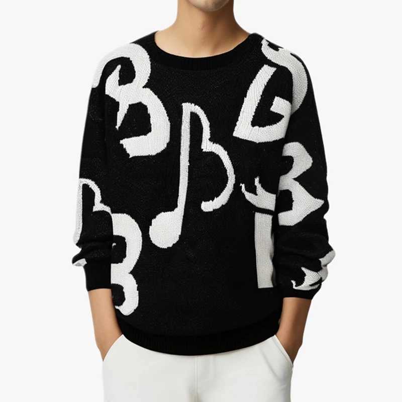 2025 Spring Fashion Mens Sweaters Casual Long Sleeve O Neck Knitting Pullover Tops For Men Trendy Pattern Crochet Knit Sweater J251015