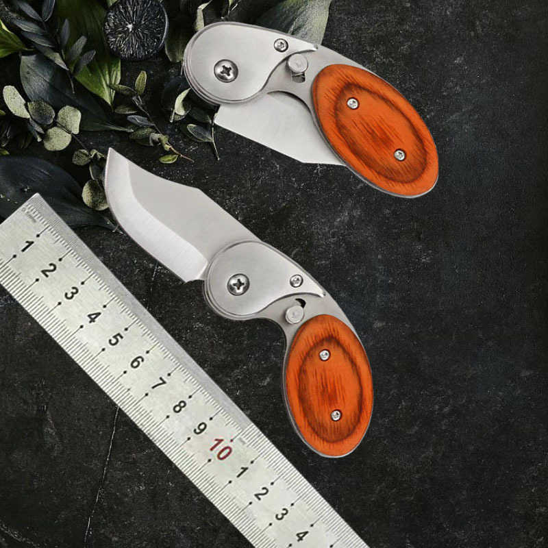 Colorful Wooden Handle Outdoor Folding Knife Mini Knife Multifunctional Folding Knife Camping Selfdefense Tactical Knife H251015