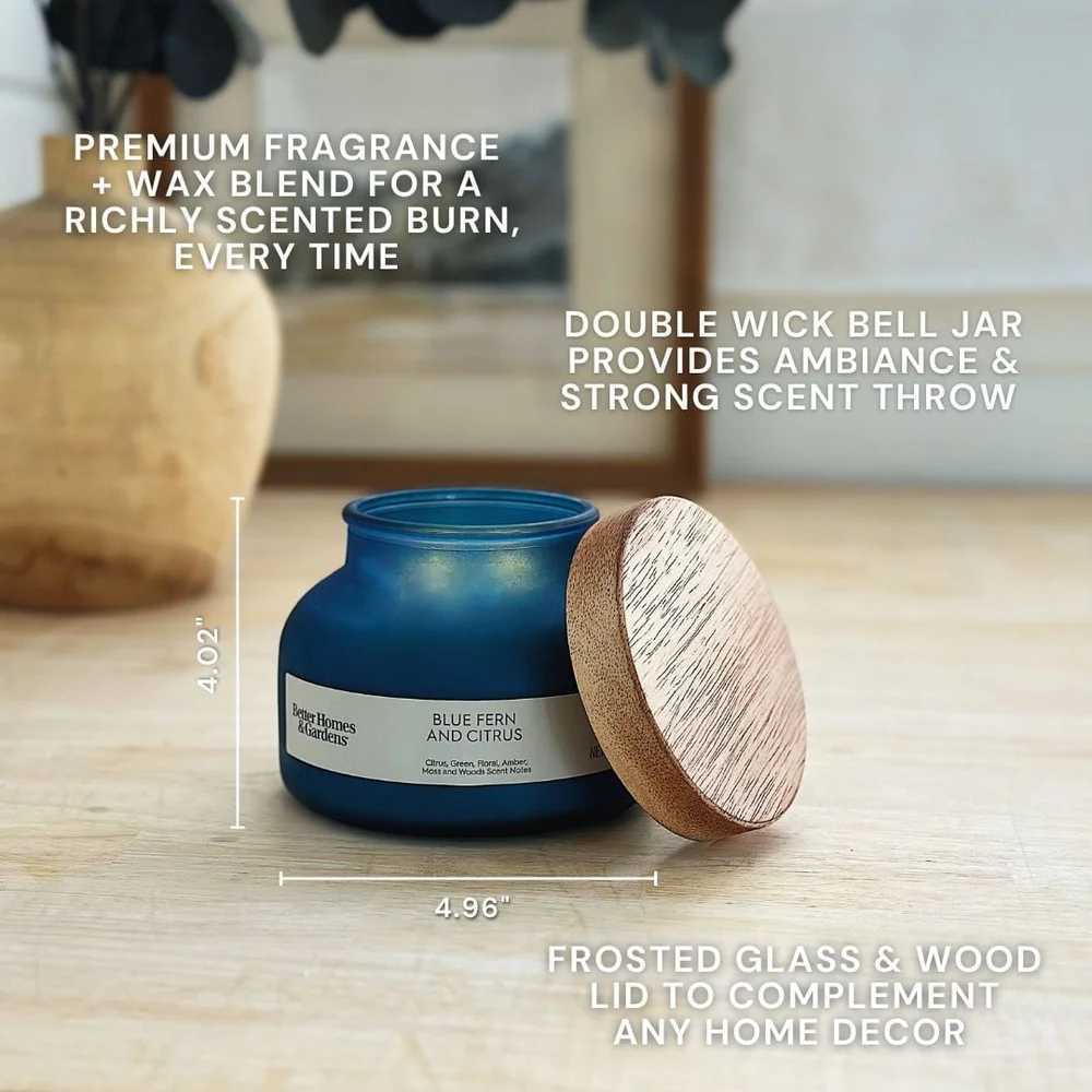 Blue Fern Citrus Scented Candle 2 Jar Candle 18oz Aromatic Fragrance Home Dcor Paraffin Wax Long Burn Time 52 Hours C251015