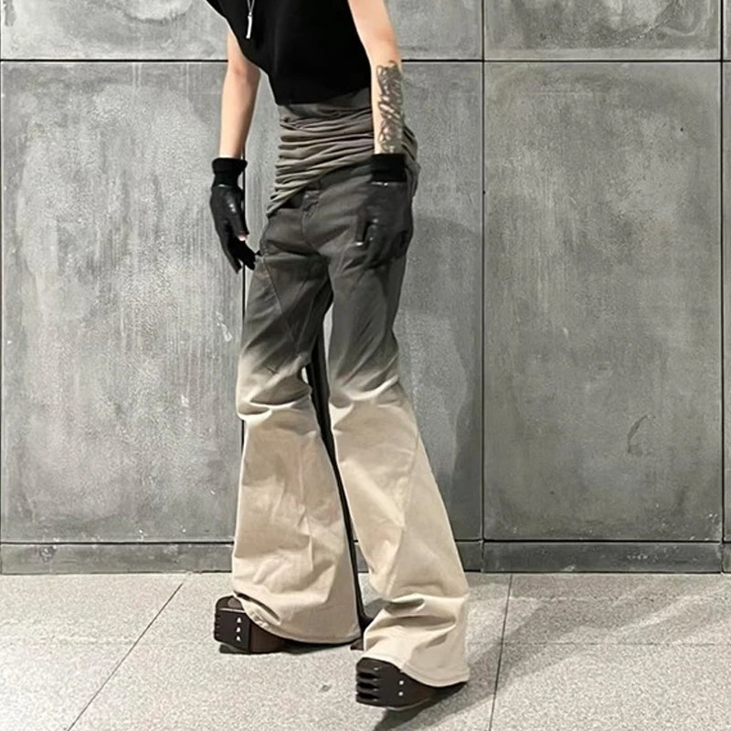 High Street Mens Pants Black and Yellow Gradient Jeans for Men Wear Full Length Denim Cargo 251010