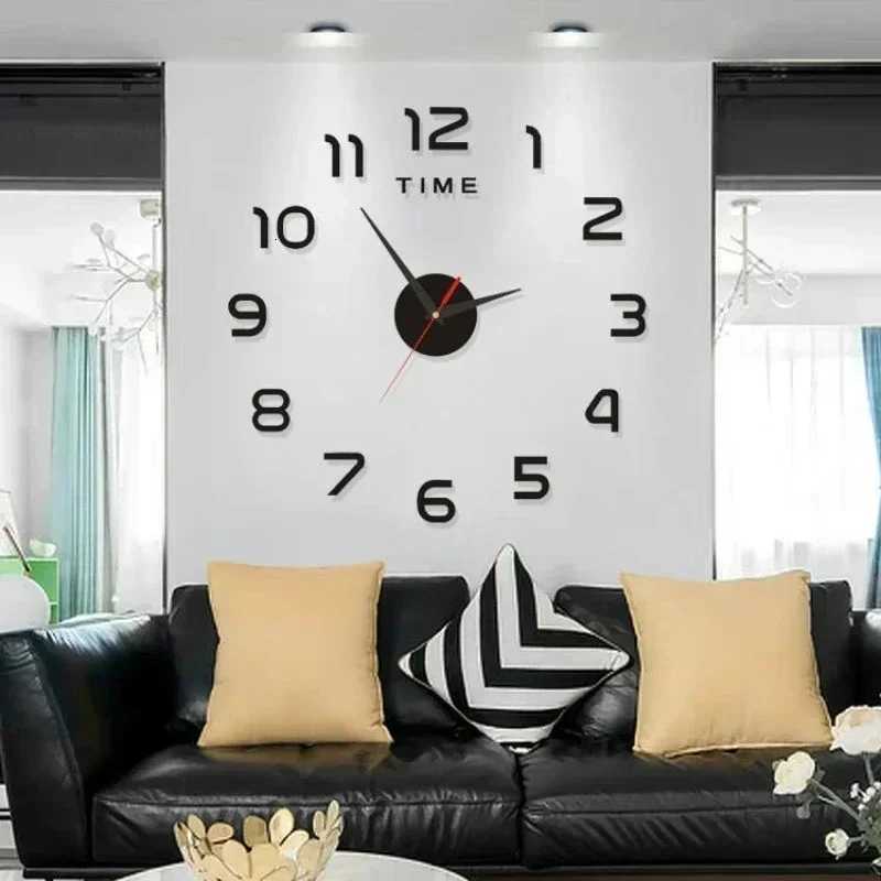 Living Room Wall Decoration Digital Clock Small Garden Acrylic Mirror Sticker Decoration Decorations for Home Room Art Bedroom C251015