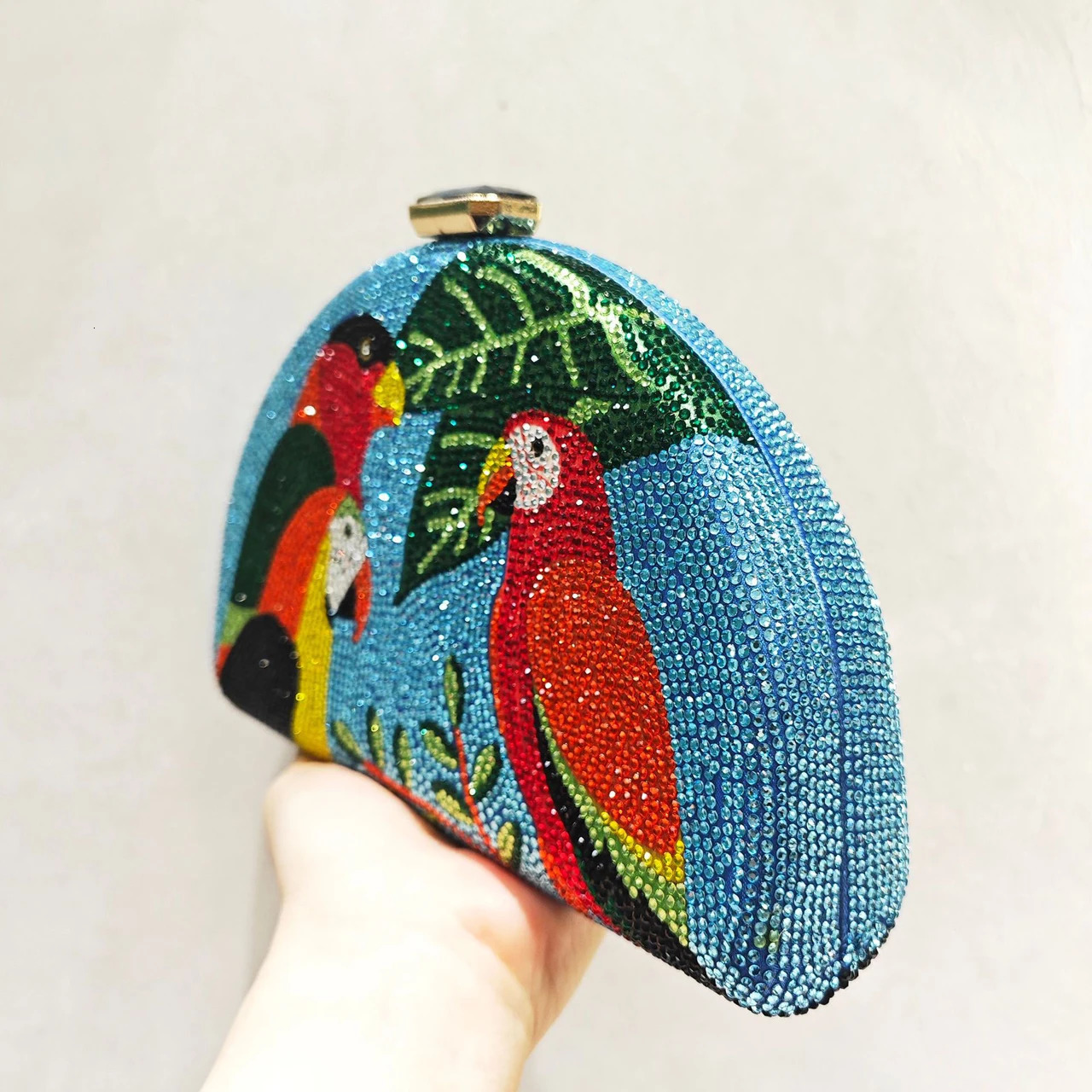 Multicolored Parrot Diamond Evening Bag Crystal Clutch Purse Cocktail Prom Bird Party Handbags Shoulder 251014