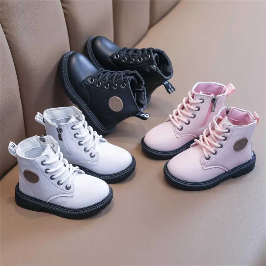 Kids Fashion Casual Boots Toddler Boys Girls Autumn Winter Leather Snow Boots Children Running Shoes Sport Snow ShoesT251015
