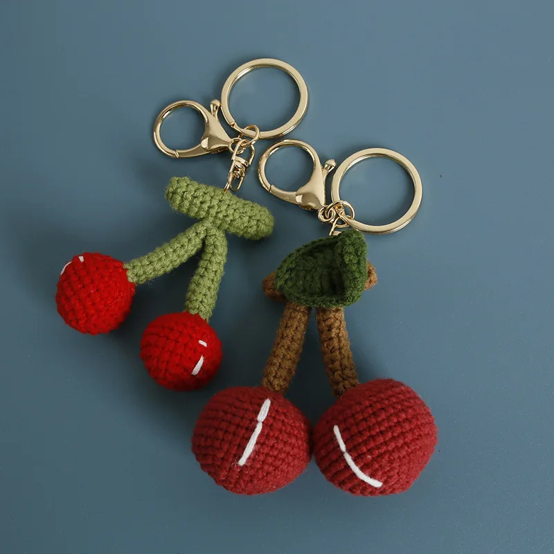 Creative Fruit Series Crochet Keychain Cute Lemon Doll Knitting Keyrings For Bag Pendant Handmake Knit Pineapple Lemon Keyrings 251009