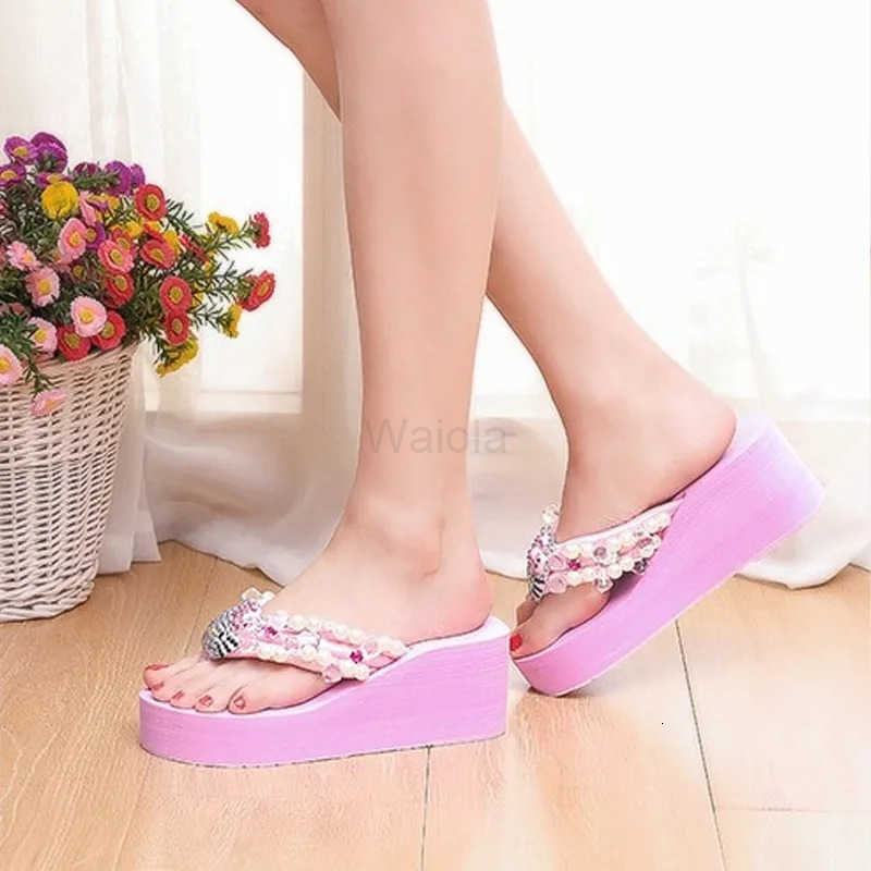 Sanrio Hello Kitty Flip Flop Sandals Kawaii Summer Cartoon Girls Anti Slip Beach Slides Womens Fashion High Heels Flip Flops L251015
