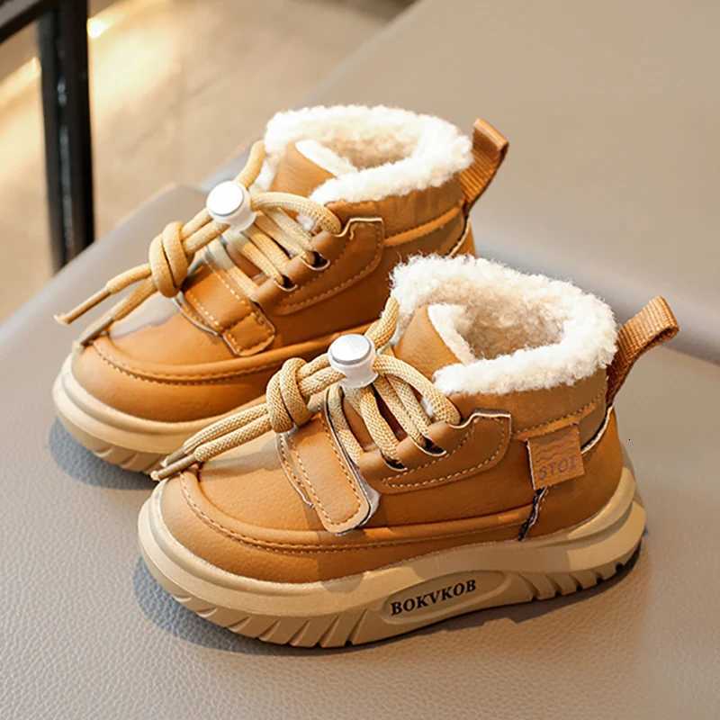 Winter Plush Boots For Children PU Leather Waterproof Boys Girls Snow Boots Waterproof Antislippery Kids Boots Warm ShoesT251015