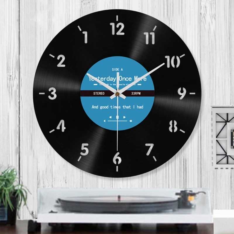 Elegant Counterclockwise Wall Clock 12Inch Quiet Mechanism Vinyls Record Reverse Wall Clock for Bedroom and Living Room C251015