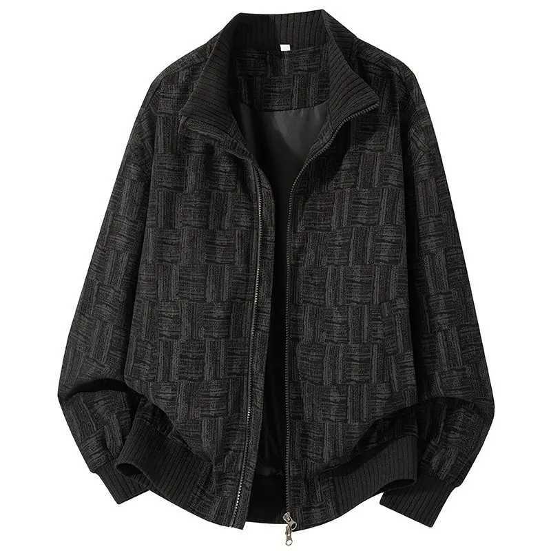 Autumn Winter New Full Print Embossed Knitted Sweater Unisex Casual Sweater Coat Ice Silk Fabric Polo Collar Princess Sleeve J251015