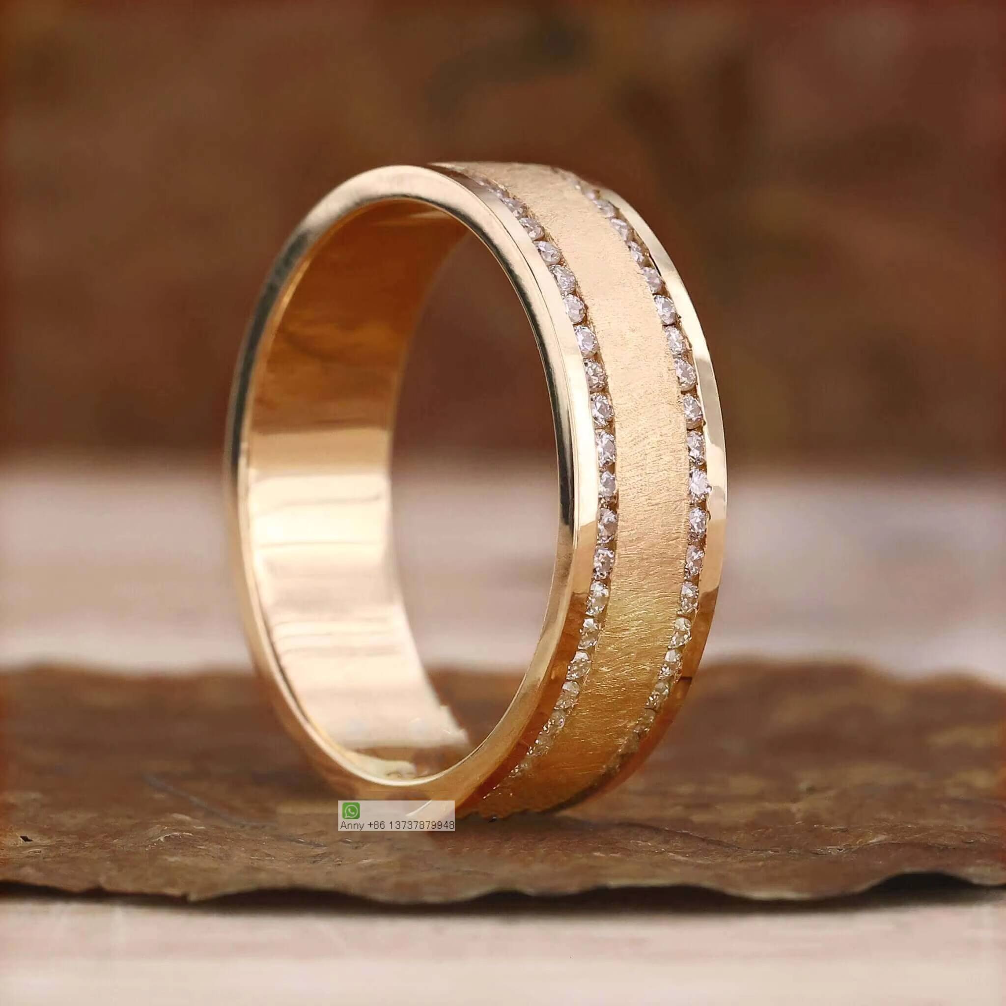Real 10K 14K 18K Gold Round Lab Grown Diamond Mens Wedding Ring EFVS Matte Finish Wedding Band Natural Diamond Engagement Ring
