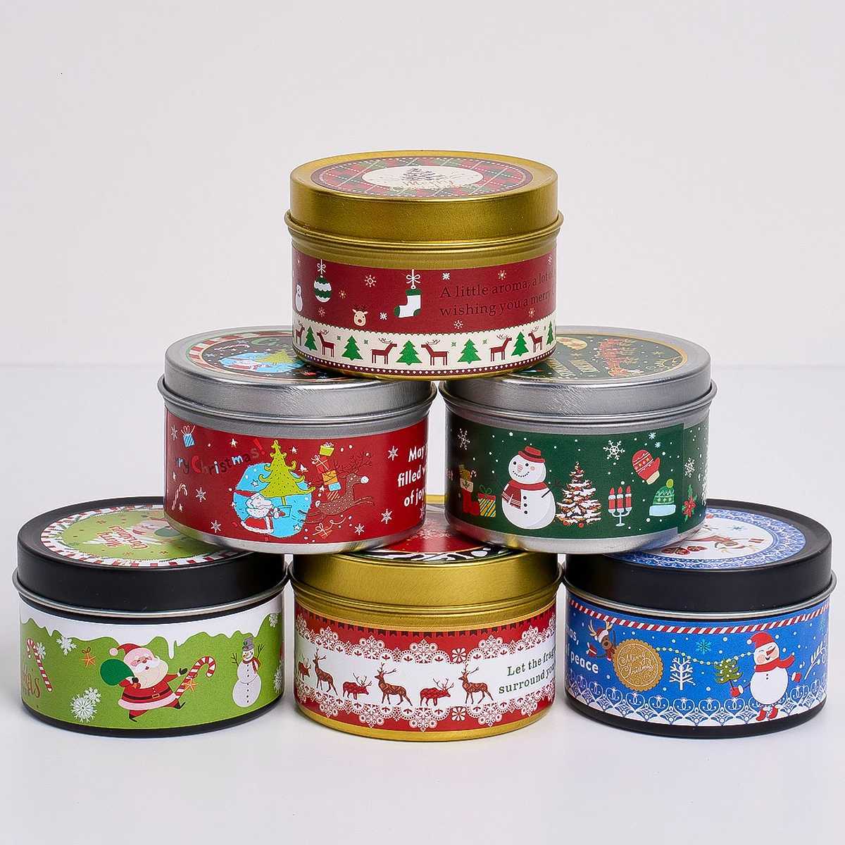 Creative Christmas Scented Candle Tin Box DIY Handmade Xmas Party Ornaments Plant Based Soy Wax Romantic Incense Candles Tools C251015
