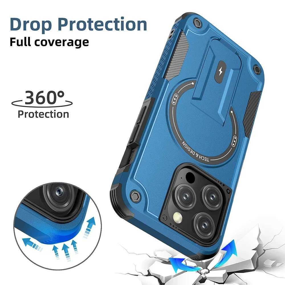 ARMor shell Stand Invisible Hard Antifall Phone Case For iPhone17 Pro Max 16E 15 14 13 12 Pro Plus Military style Cover T251015