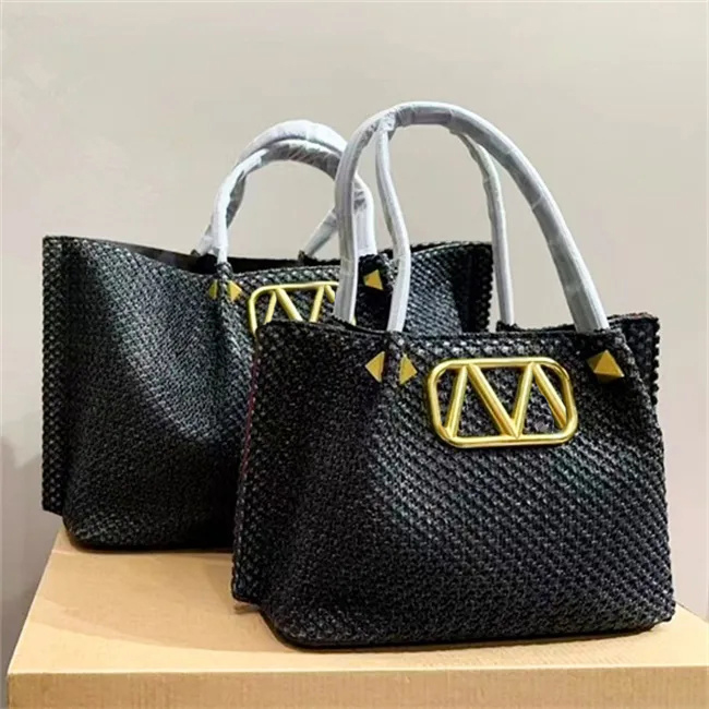 Luxurys Raffias Designer Tote Bag High Quality Rivet Large Shop Purse and Handbag Lady Weave Beach Bag Womens Mens Travel Crossbody Clutch Straw Shoulder Bags