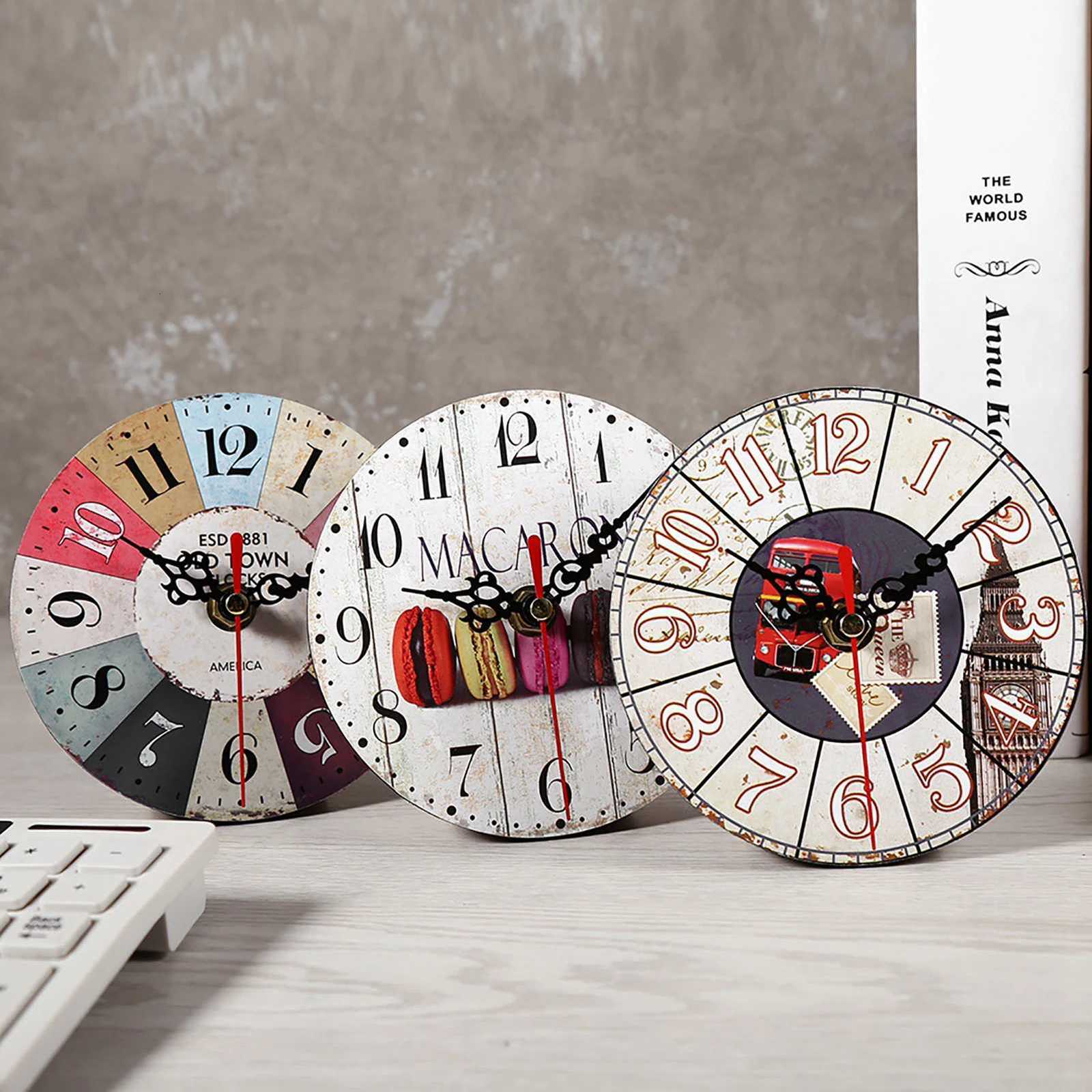 Wooden Clock Vintage Round Wall Clock Wooden Round Clock Antique Wood Wall Clock Wall Clock for Home Decoration New Office C251015