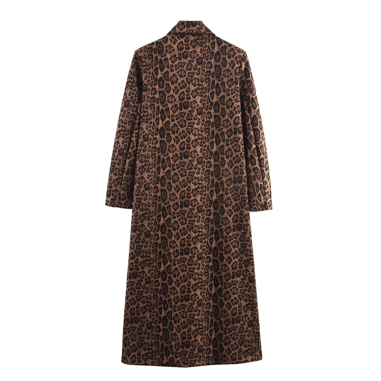 ZAR Spring New Womens Fashion French Style Fashion Design British Style Autumn Winter DoubleBreasted Leopard Print Coat 220924