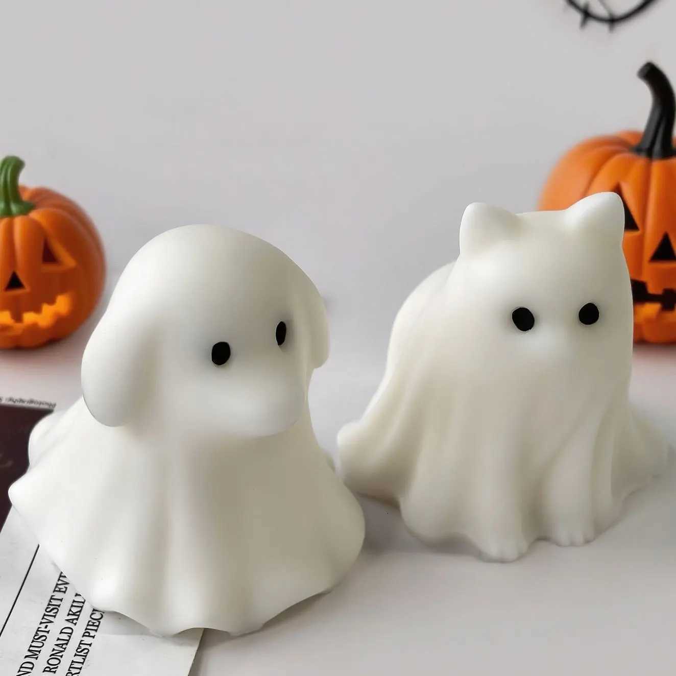 Halloween Candle Molds Ghost Puppy Cat Silicone MoldCute Epoxy Resin Moulds Craft Supplies Making Chocolate Cake Decor Soap C251015