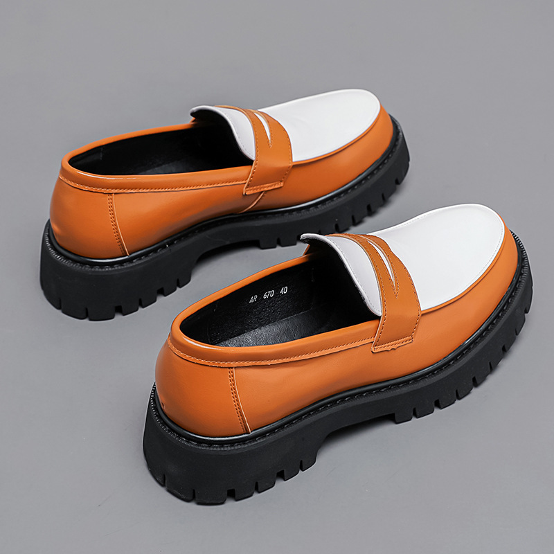 Free shipping Designer Dress Shoes Four season fashionable versatile highquality thick soled high rise leather shoes comfortable mens shoes brown blac