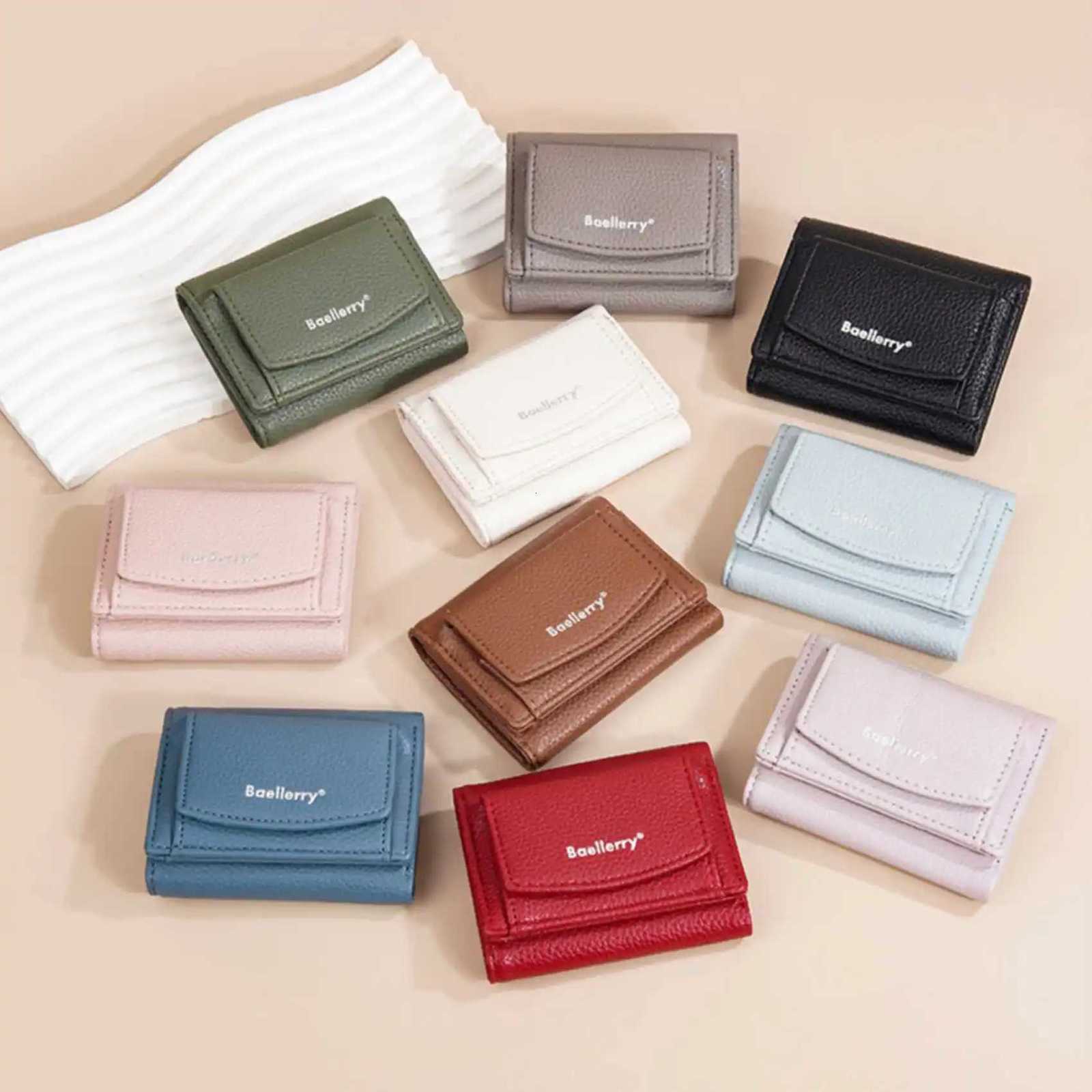 Solid Color MultiCard Trifold Coin Purse Fashion Casual New Womens Short Wallet Simple Mini Pu Purse Card Holder Gift LadiesL251015