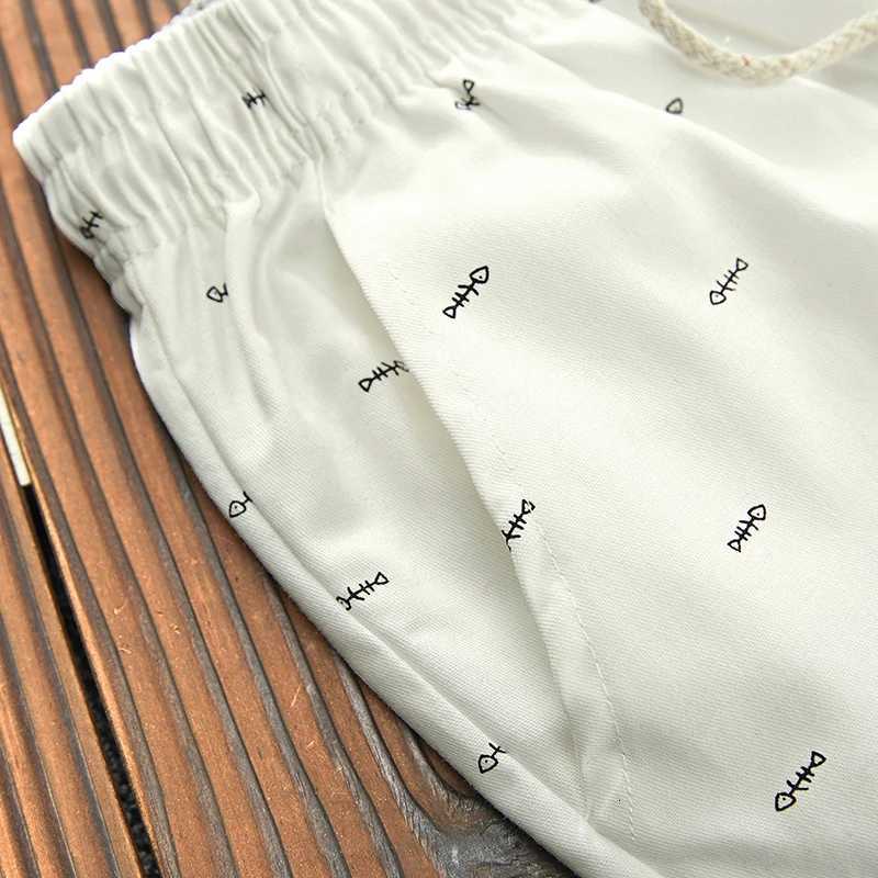 hot sale Shorts Men Fitness Sport brand Elastic Waist Drawstring Cotton Shorts Summer Calflength Design Fish bone printing MaleT251015