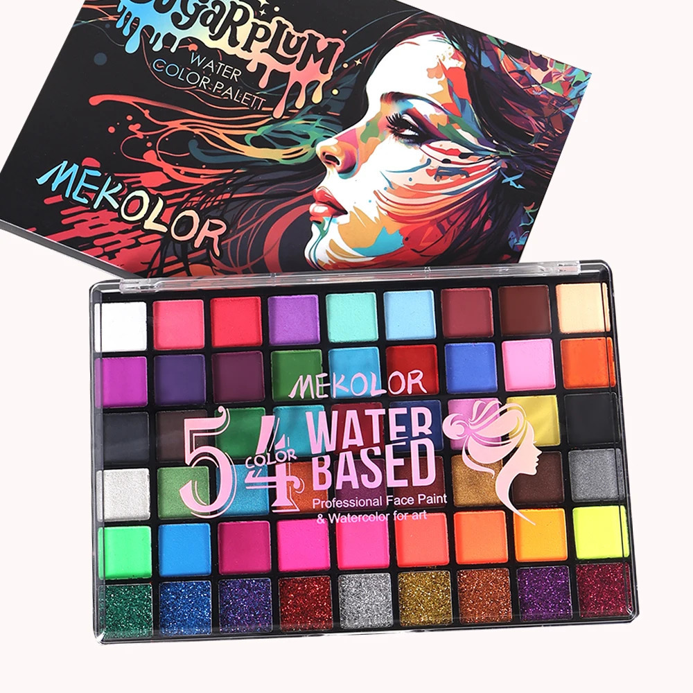 54 Colors Professional Body Face Paint kit For Party Face Paint Kit Water Based Non Toxic Face Paint Palette Water Soluble High 251010