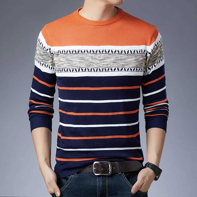 Long sleeved pullover sweater for fashionable mens casual autumn and winter long sleeved knit shirt for men J251015