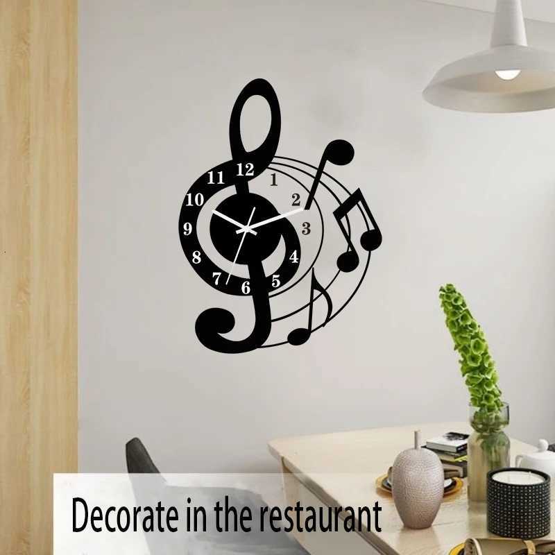 Music note wall clock acrylic mute wall clock is suitable for home living room bedroom room decoration wall clock C251015