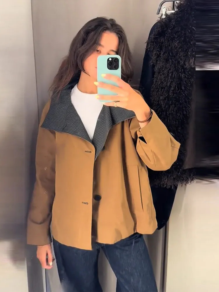 High Street Womens Coat Turndown Collar Lace Up Full Sleeve Loose Straight Female Jacket 2025 Autumn Chic Fashion Lady Coats251014