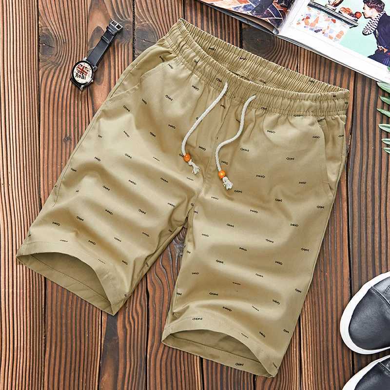 hot sale Shorts Men Fitness Sport brand Elastic Waist Drawstring Cotton Shorts Summer Calflength Design Fish bone printing MaleT251015