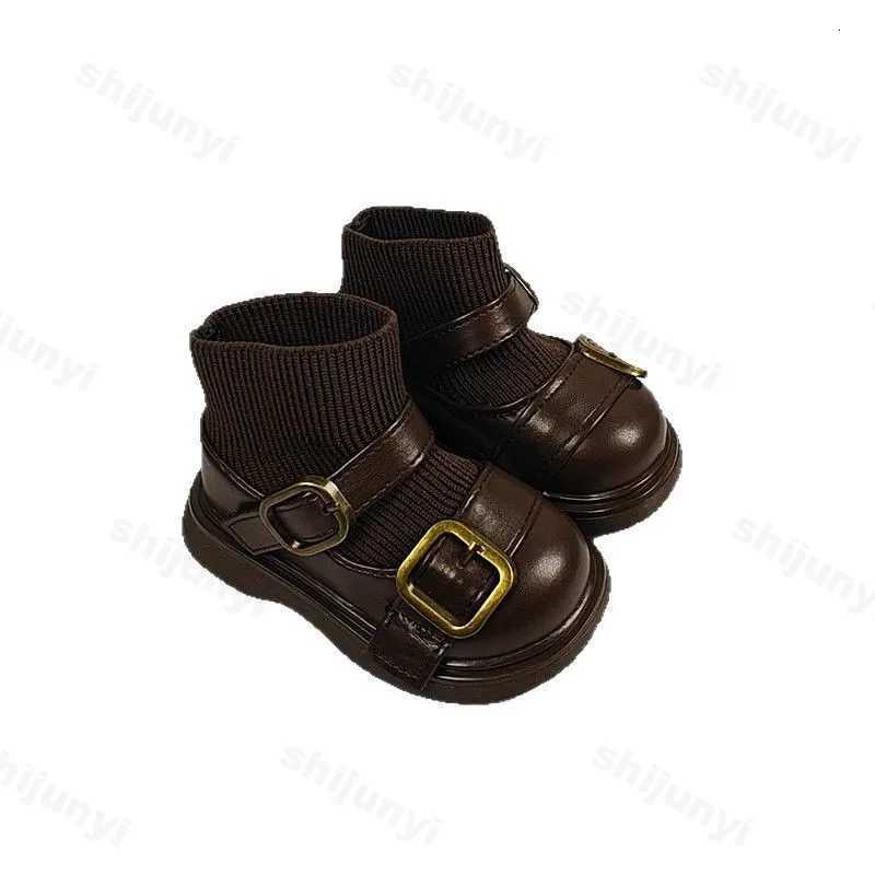 Girl Elastic Sock Boots 2025 Autumn Fashion Soft Sole Children Shoes Nonslip Versatile Princess Leather Shoes Kids Casual ShoesT251015