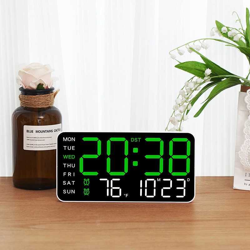 LED Digital Wall Clock Voice Control Temperature Date Week Display Brightness Adjustment 1224H Electronic Clock Home Decor C251015