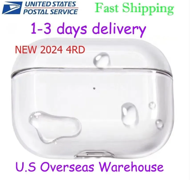 USA Stock for Apple Pro 2 AirPods 4 2 ANC Earphones AirPods Pro Bluetooth Earphone Accessories Solid Silicone AirPods Protective Cover