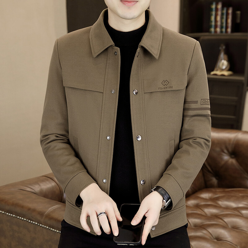 C10181 Half-high collar brushed bottoming shirt men's mid-collar long-sleeved T-shirt sweater autumn and winter double-sided velvet German velvet