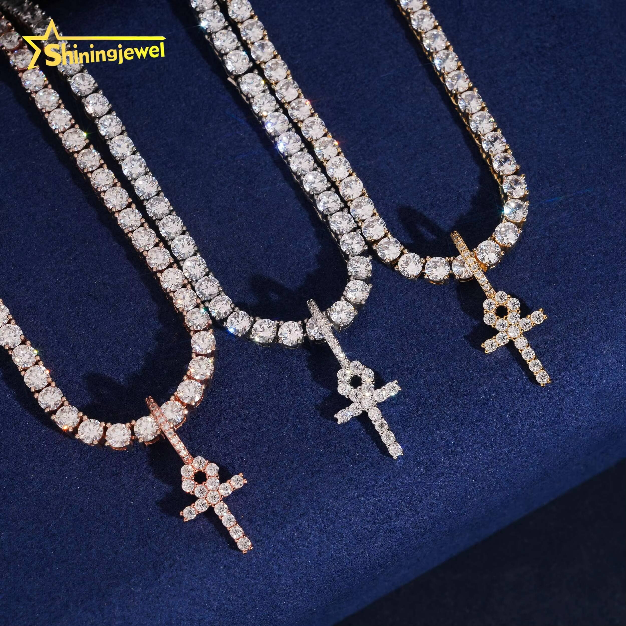 Wholesale Price 925 Silver Moissanite Pendant Iced Out Jewelry Custom Pendant Moissanite Cross Pendant Rapper Jewelry