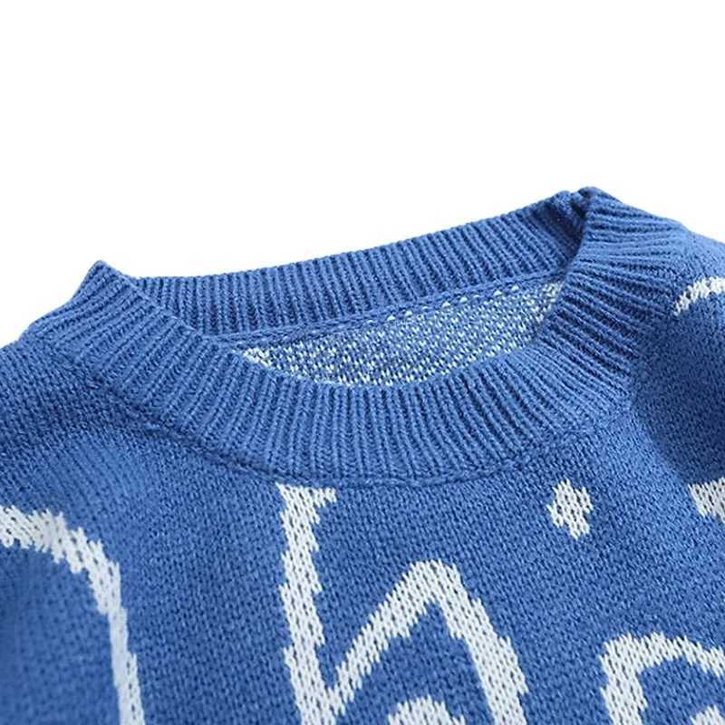 Cartoon Cat Knitted Sweater Men Japanese Retro Harajuku Knitwears Pullover 2023 Winter Women Tops Oversized Vintage Sweater J251015