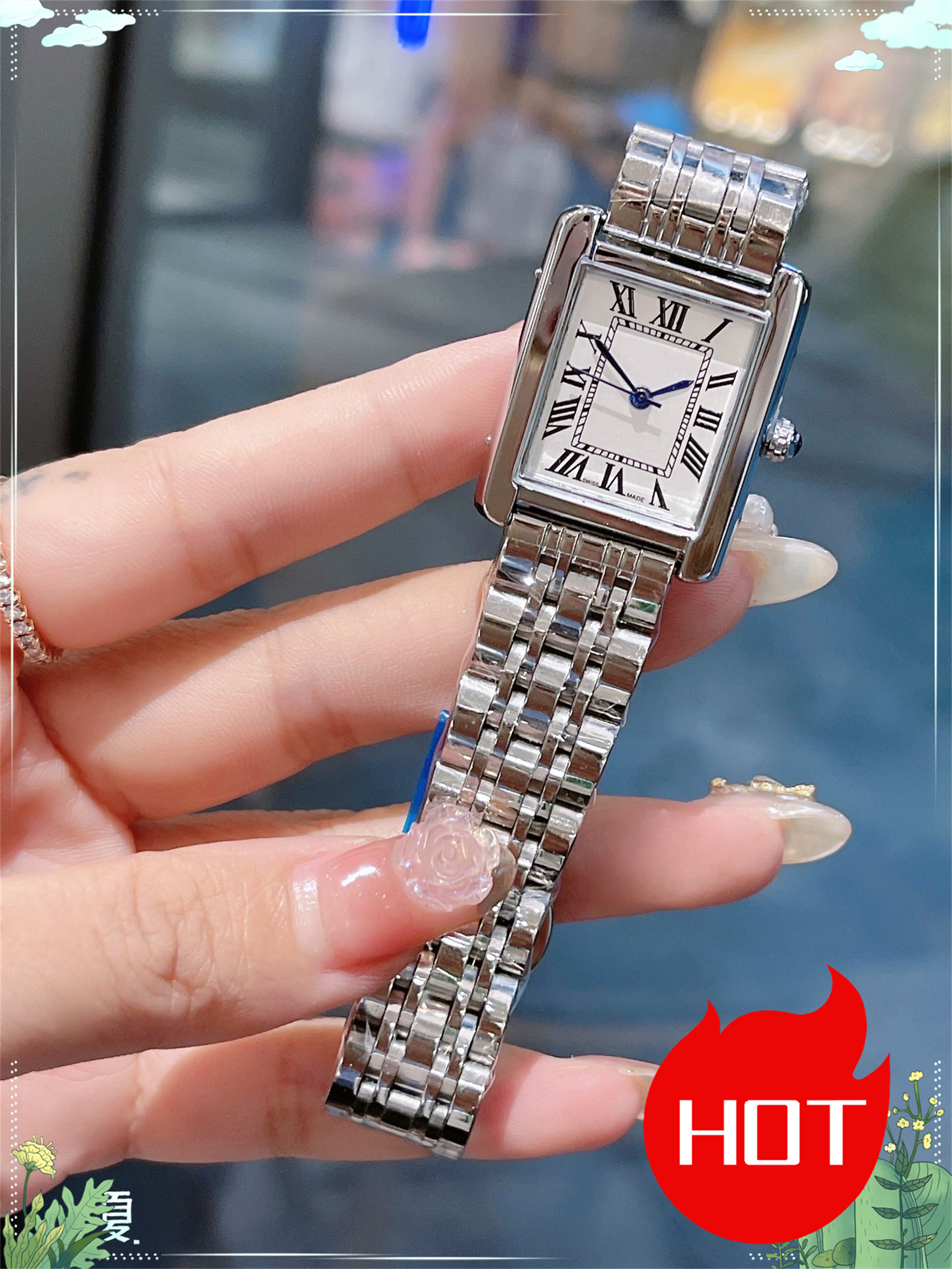 Luxury Womens Square TANKity Watch Designer Watches Premium Quartz Movement Stainless Steel Bracelet Sapphire Glass Waterproof women Wristwatches #253