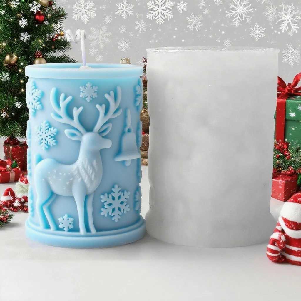 Christmas Snowflake Candle Silicone Mold DIY Cylinder Aroma Wax Xmas Decor Holiday Home Craft Gift Making C251015