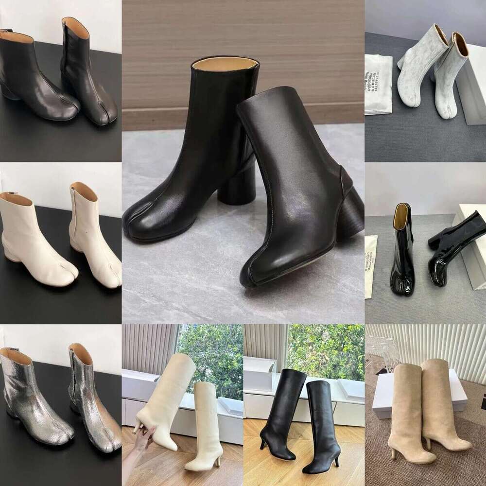 Tabi ankle boots Luxury designer Top quality genuine leather thick heel round head fashion ankle neutral split toe boots New Classic Style Factory size 35-40 With box