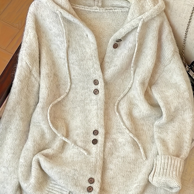 Women's Oversized Hooded Knitted Cardigan - Cozy Soft Lazy Elegant Sweater Coat for Fall & Winter
