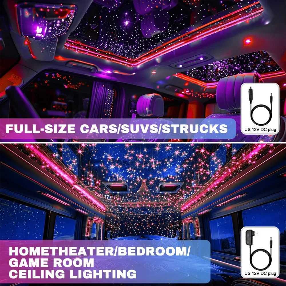 12W Home Car Roof Star Light 5001000Pcs Fiber Optic Headliner Kit Led Atmosphere Light with RGB Meteor Music APP Control X251015
