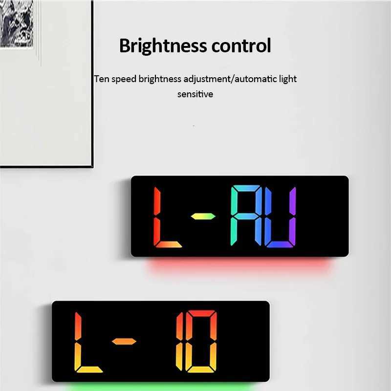 17 Large Digital Alarm Clock with 11Colors Dynamic RGB Display RGB LED Wall Clock with Colour ChangingDual AlarmRoom Decor C251015