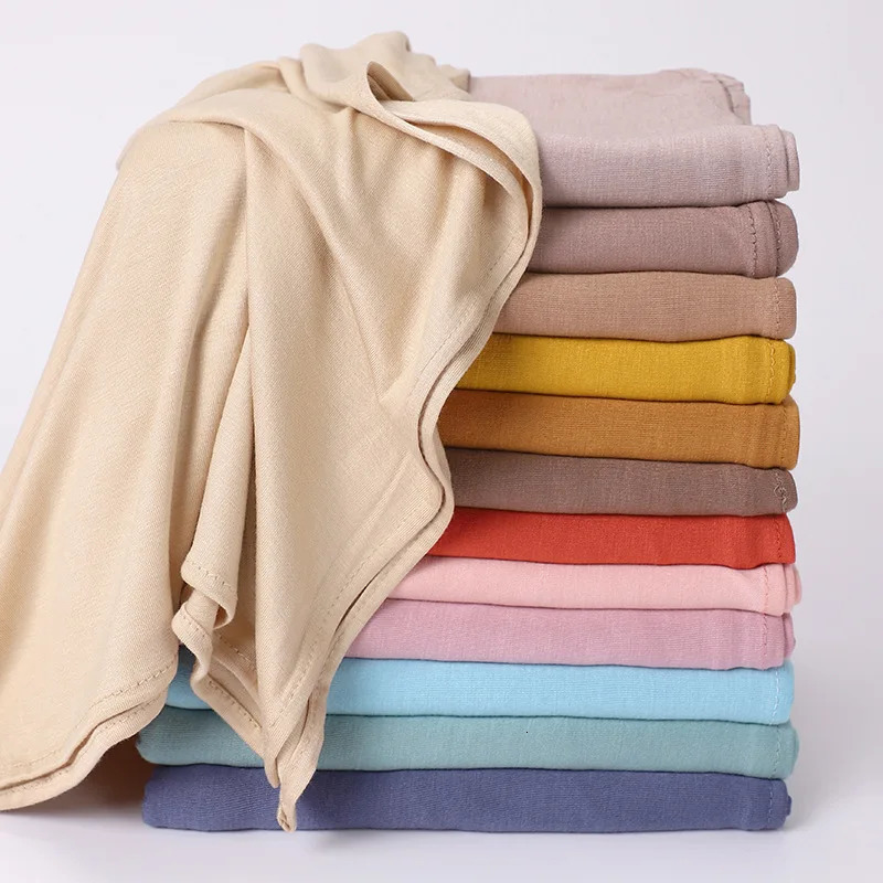 Big Size Muslim Women Hijabs Jersey Cotton Hijab Scarf for Women Solid Shawls Head Wrap for Women Headband Ramadan Turban Femme 251015 - view 6