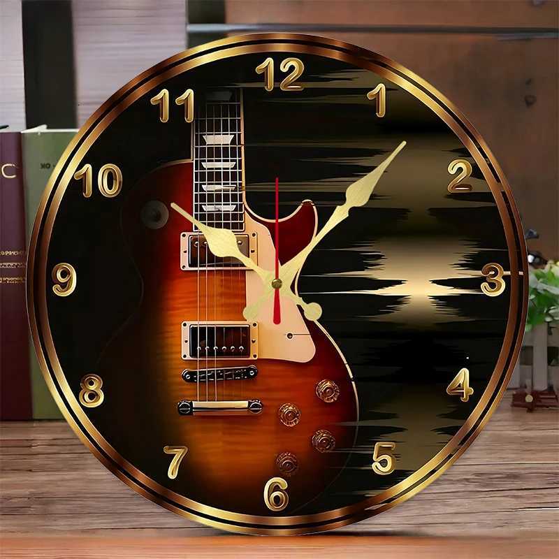 Rustic Violin Wooden Round Silent Hanging Wall Clock Suitable For Living Room Office Study Room Bedroom Home Decoration C251015