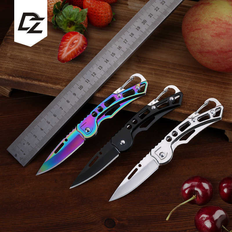 Iridescent Folding Pocket Knife Stainless Steel Portable Keychain Pendant Multifunctional Pocket Knife H251015