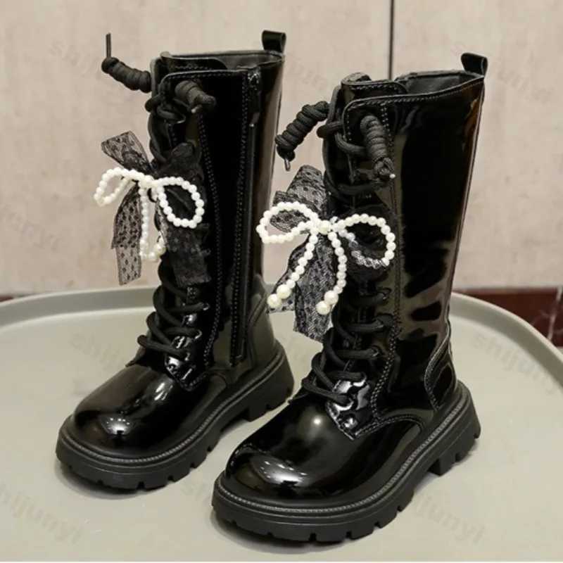 Autumn Children Knee Length Boots New 2025 British Girls Princess Boots Kids Zipper Comfortable Non Slip Bowknot Long BootsT251015