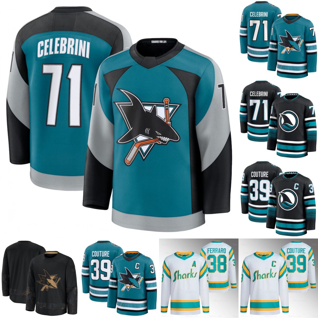 San Jose Shark Hockey Jerseys Logan Couture Macklin Celebrini Mario Ferraro Barclay Goodrow Tyler Toffoli Jeff Skinner Ryan Reaves John Klingberg Nick Leddy