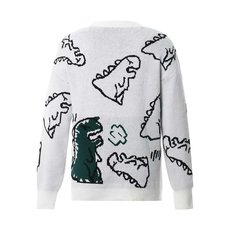Women Cute Dinosaur Print Knit Sweater Harajuku Oversized Long Sleeve Round Neck Pullover Sweaters Y2K Preppy E Girl Streetwear J251015