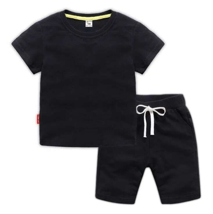2pcs Kids Brand Clothing Sets Summer Baby Boy Sport Outfits Children 100% Cotton Blue T-Shirt Shorts Set for Toddler Girls