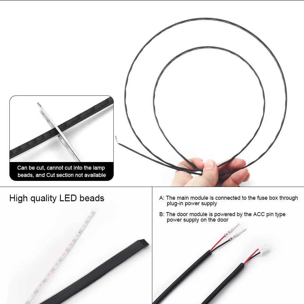 6101418 in 1 Led Car Ambient Lights RGB 213 64 Color Acrylic Strips Symphony Streamer Interior Atmosphere Lamp Control By App X251015