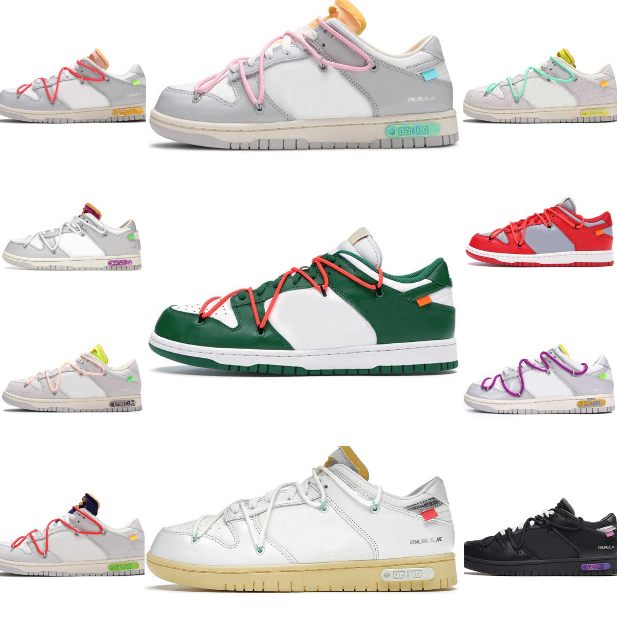 The Lot 01- 50 Sports Shoes Trainers Mens Women 09 32 Luxury White Black Pandas Grey Green Traisners Shoe Designer Varsity Pure Platinum Grey Blue Mesh Outdoor Sneakers