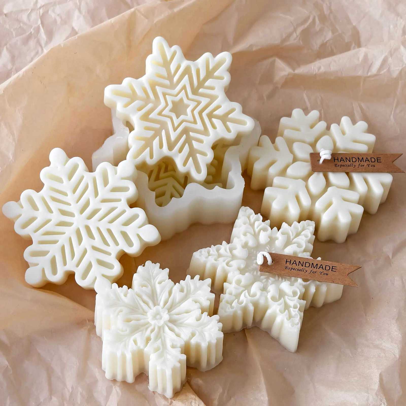 Snowflake Candle Silicone Mold DIY Christmas Soap Wax Melt Mold Aroma Stone Decor Handmade Craft Gift Home Decor Holiday Ornamen C251015