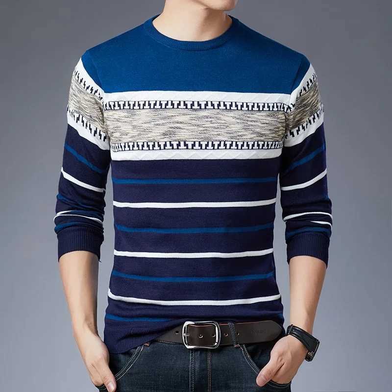 Long sleeved pullover sweater for fashionable mens casual autumn and winter long sleeved knit shirt for men J251015